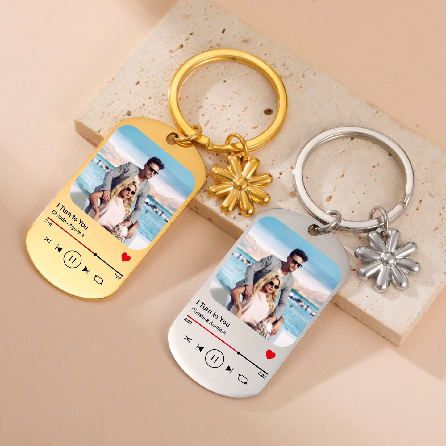 Llavero con Foto, Texto y Música Personalizado
