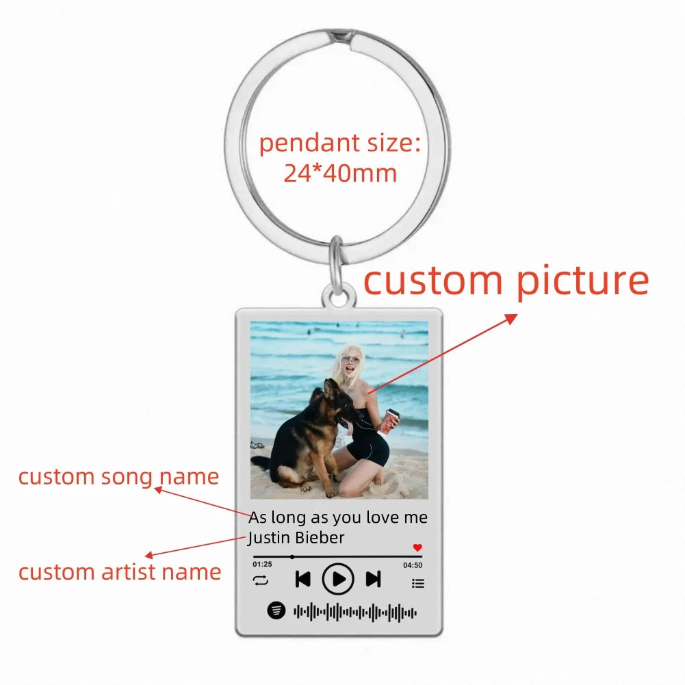 Llavero con Foto, Texto y Música Personalizado