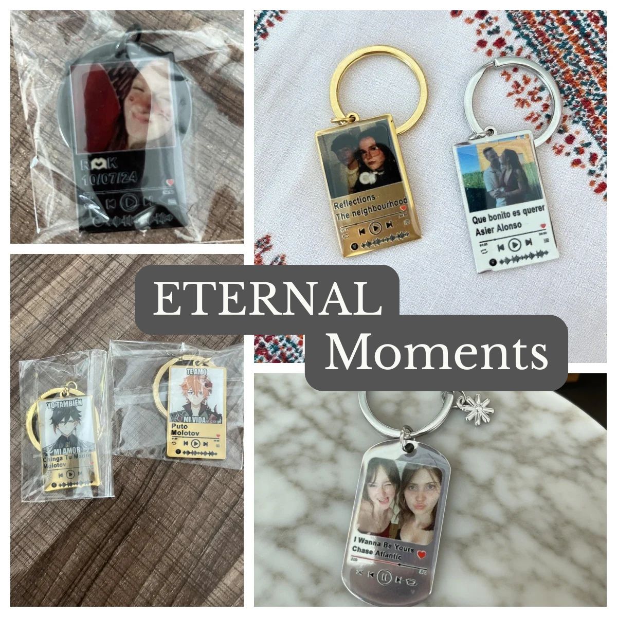 Set 2 Llaveros con Foto, Texto y Música Personalizado