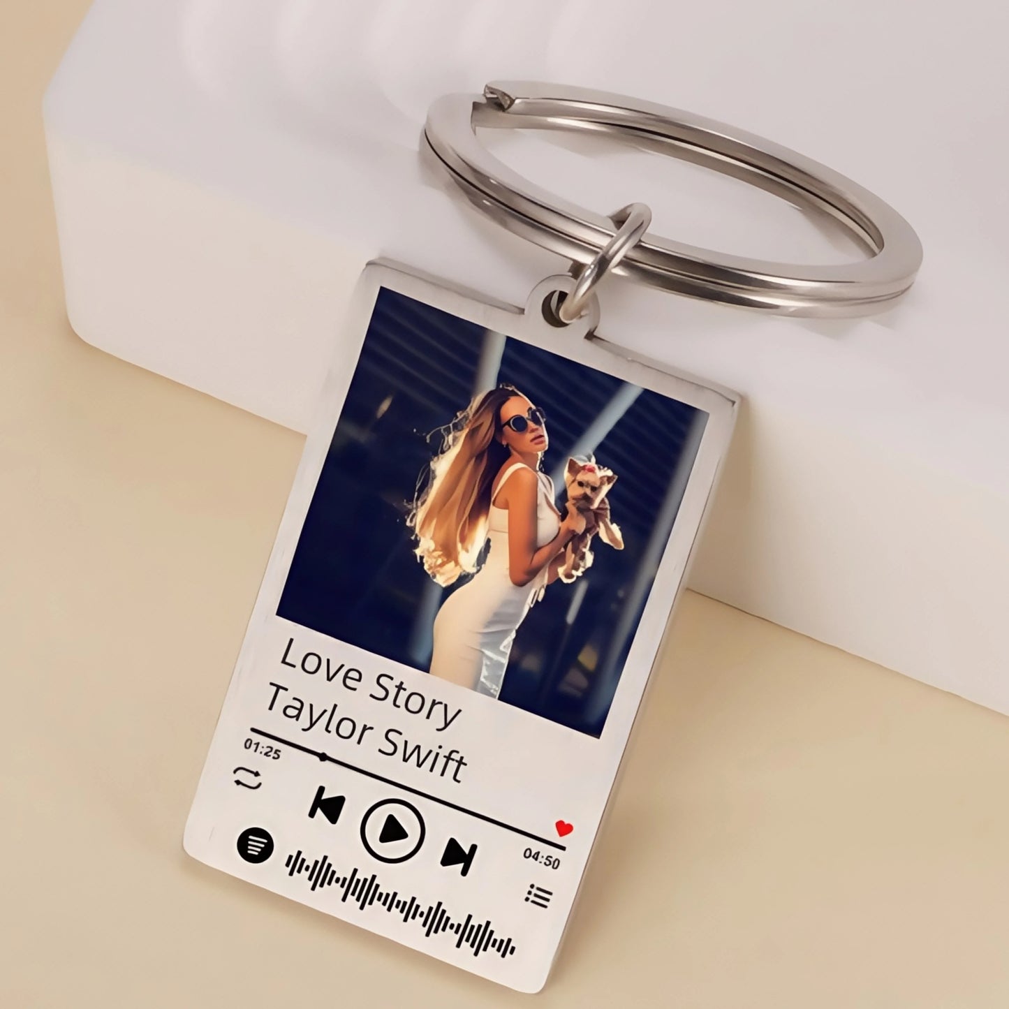 Llavero con Foto, Texto y Música Personalizado
