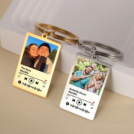 Llavero con Foto, Texto y Música Personalizado