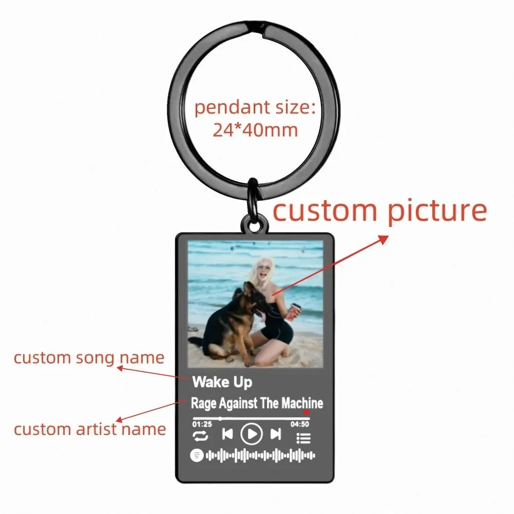 Llavero con Foto, Texto y Música Personalizado