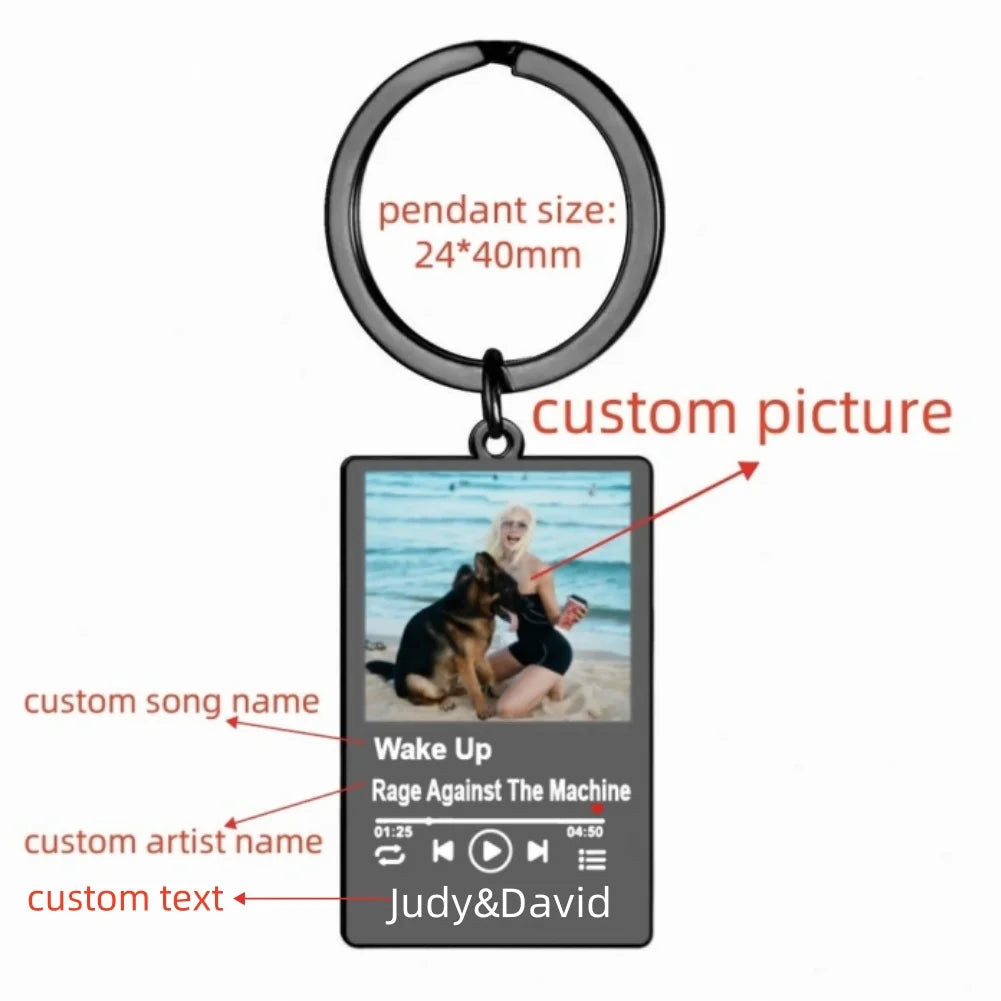 Llavero con Foto, Texto y Música Personalizado