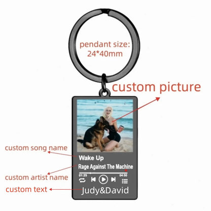 Llavero con Foto, Texto y Música Personalizado
