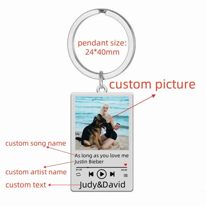 Llavero con Foto, Texto y Música Personalizado