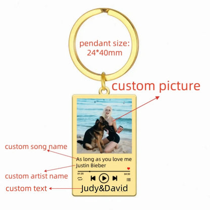 Llavero con Foto, Texto y Música Personalizado