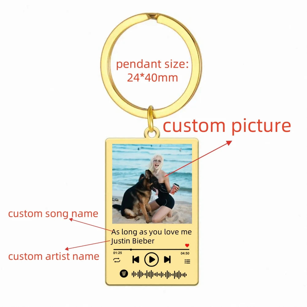 Llavero con Foto, Texto y Música Personalizado