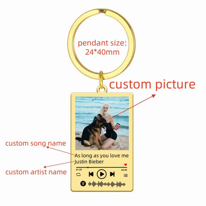 Llavero con Foto, Texto y Música Personalizado